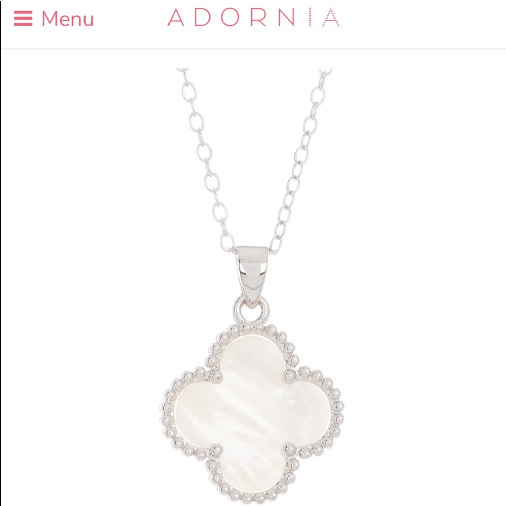 Adornia Quatrefoil Mother of Pearl Necklace silver